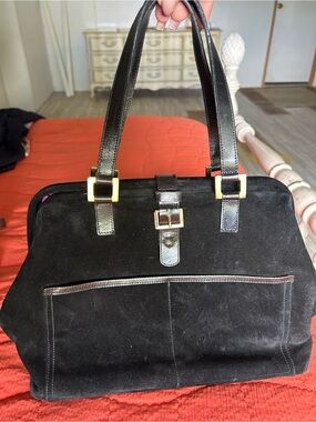 KOOBA New York Black Suede & Leather Top-Handle- Classic Carryall